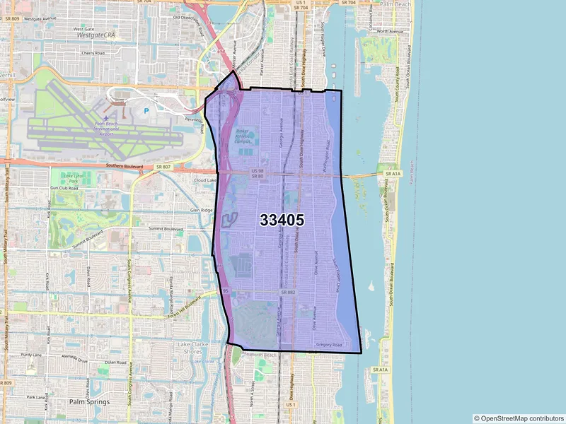 Map of ZIP Code 33405 — West Palm Beach, FL