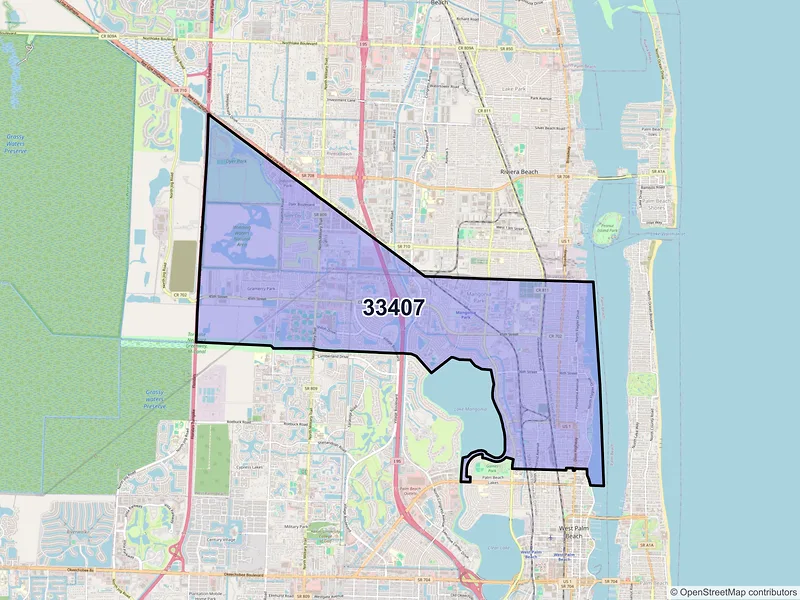 Map of ZIP Code 33407 — West Palm Beach, FL
