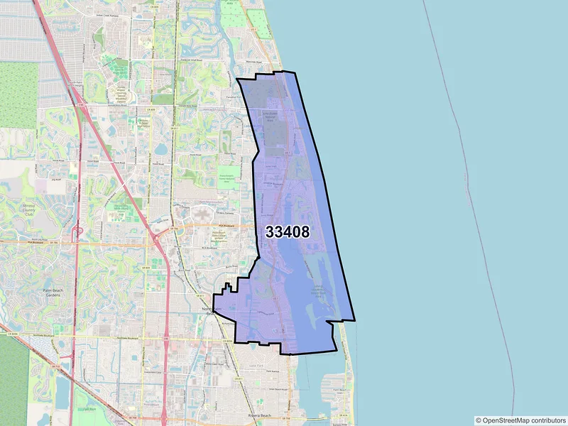Map of North Palm Beach, Florida and ZIP codes