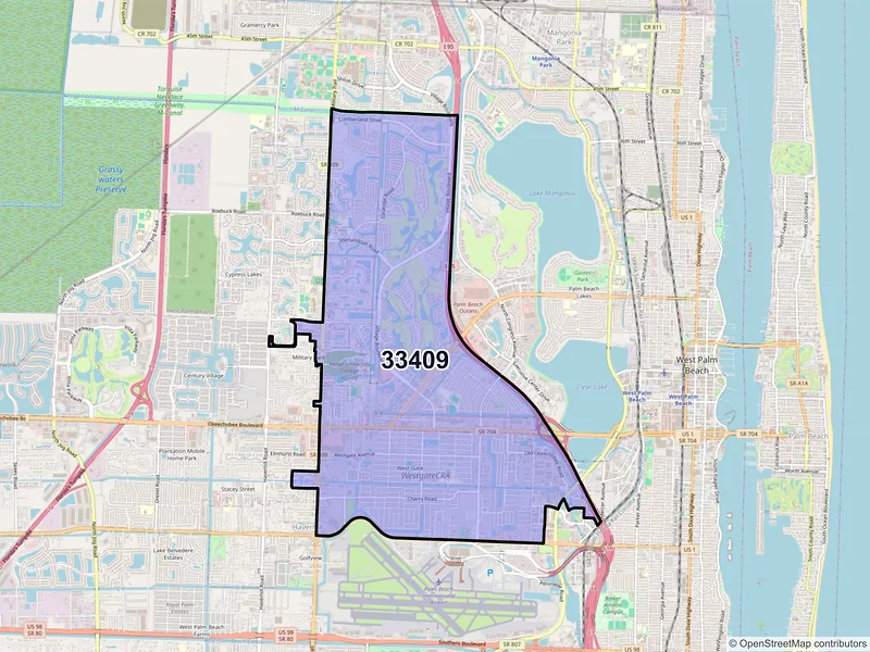 Map of ZIP Code 33409 — West Palm Beach, FL