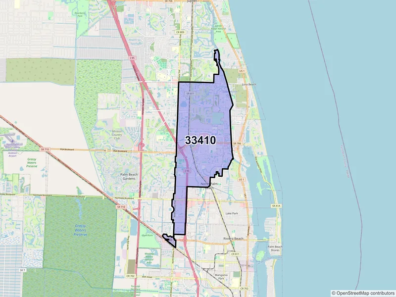 Map of ZIP Code 33410 — Palm Beach Gardens, FL