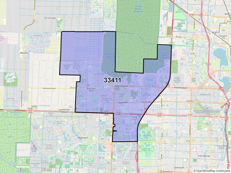 Map of ZIP Code 33411 — West Palm Beach, FL