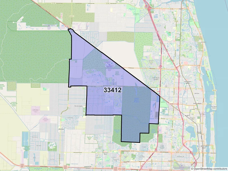 Map of ZIP Code 33412 — West Palm Beach, FL