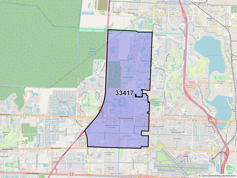 Map of ZIP Code 33417 — West Palm Beach, FL