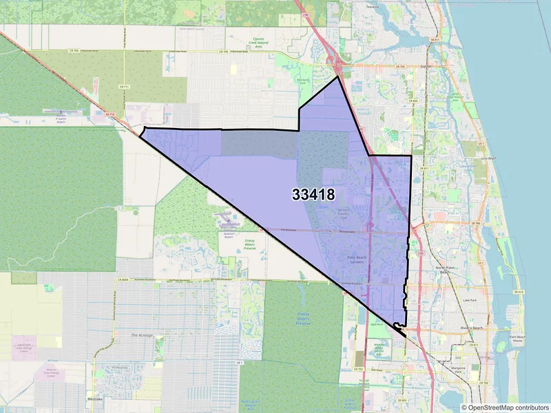 Map of ZIP Code 33418 — Palm Beach Gardens, FL