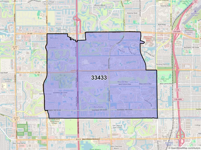 Map of ZIP Code 33433 — Boca Raton, FL
