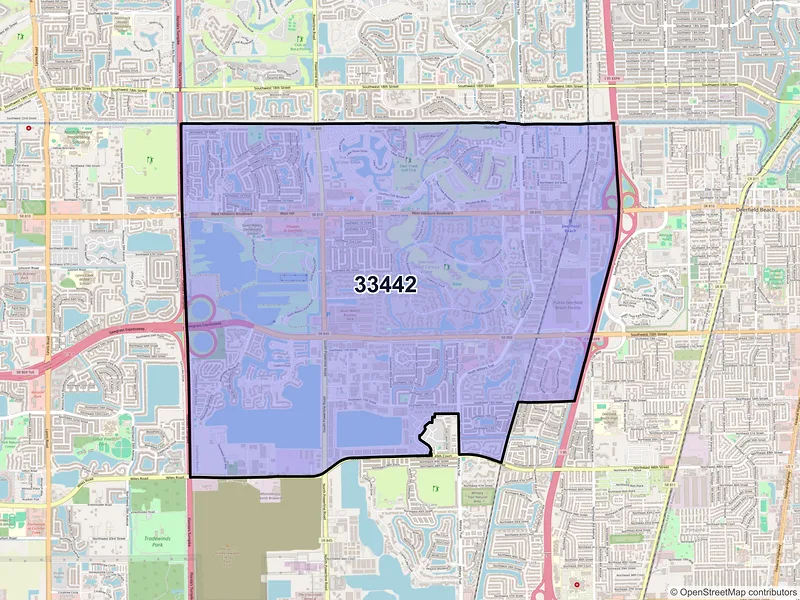Map of ZIP Code 33442 — Deerfield Beach, FL