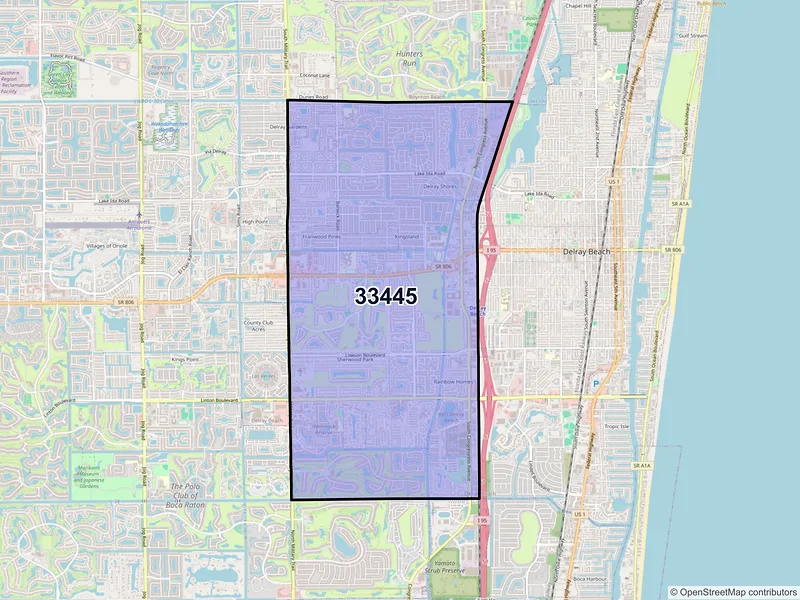 Map of ZIP Code 33445 — Delray Beach, FL