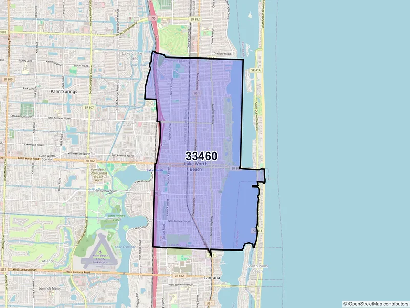 Map of ZIP Code 33460 — Lake Worth Beach, FL