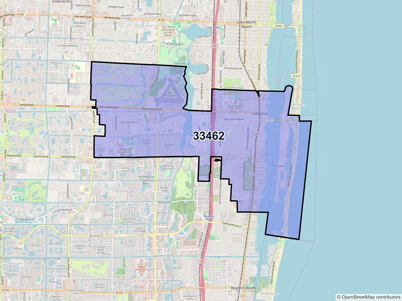 Map of ZIP Code 33462 — Lake Worth, FL