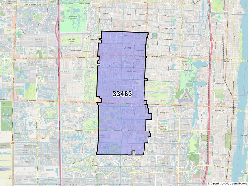 Map of ZIP Code 33463 — Lake Worth, FL