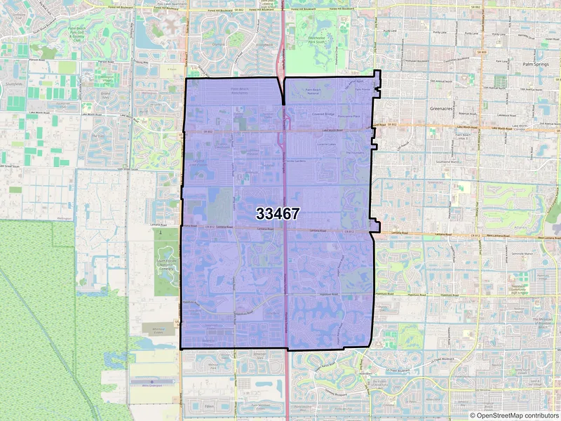 Map of ZIP Code 33467 — Lake Worth, FL