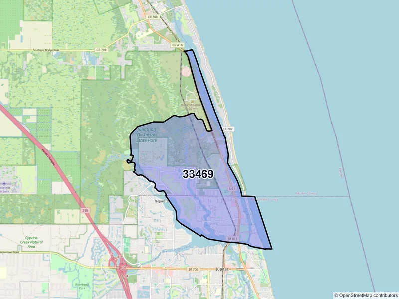Map of ZIP Code 33469 — Jupiter, FL