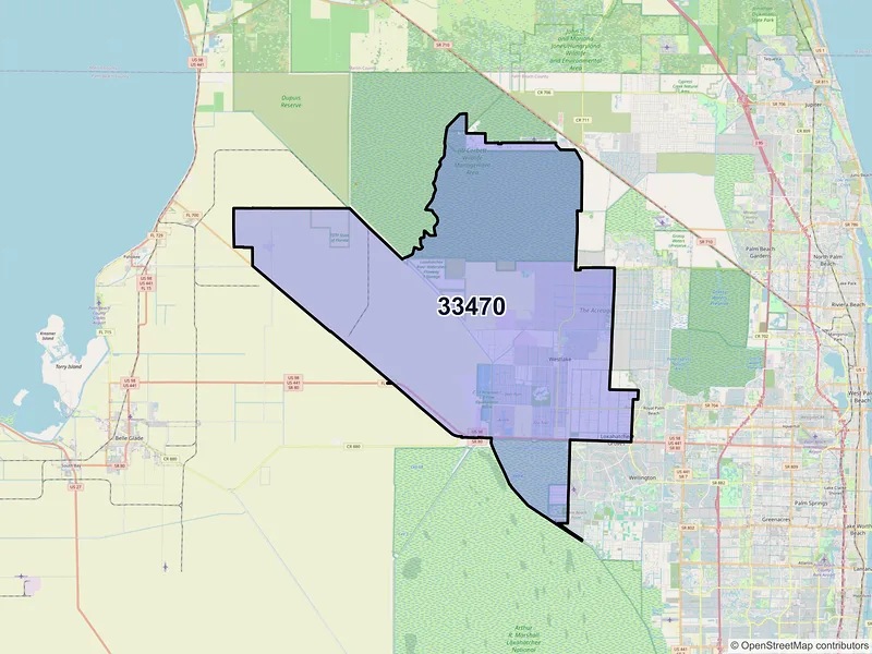 Map of Loxahatchee, Florida and ZIP codes