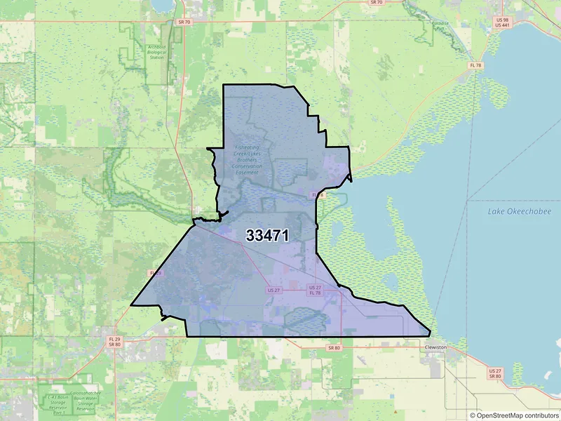 Map of ZIP Code 33471 — Moore Haven, FL