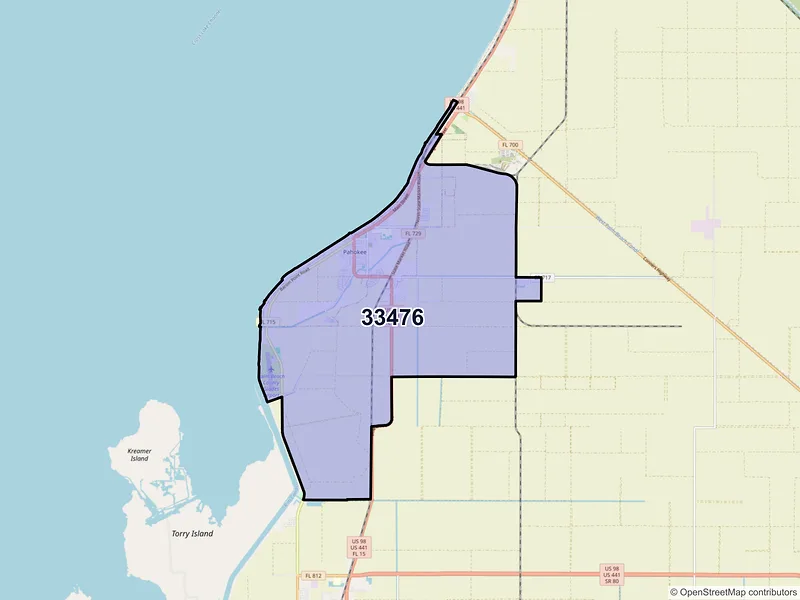 Map of ZIP Code 33476 — Pahokee, FL
