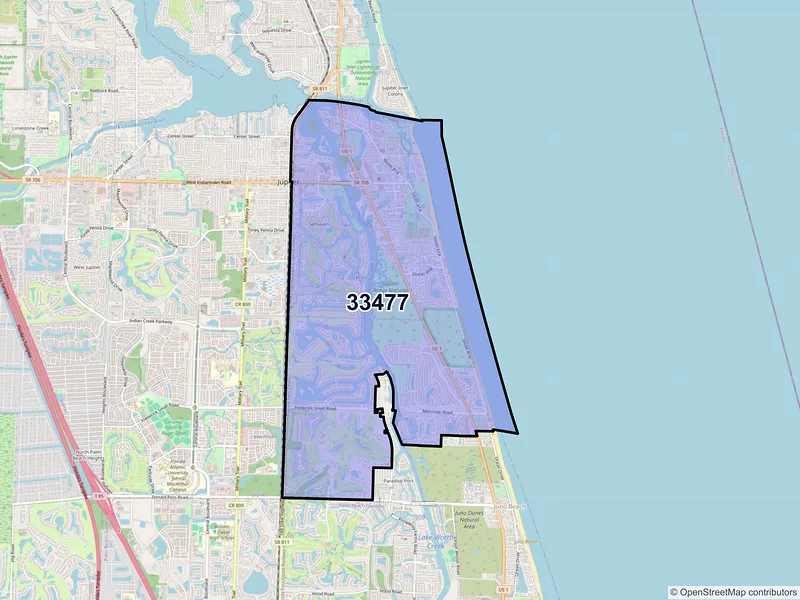 Map of ZIP Code 33477 — Jupiter, FL