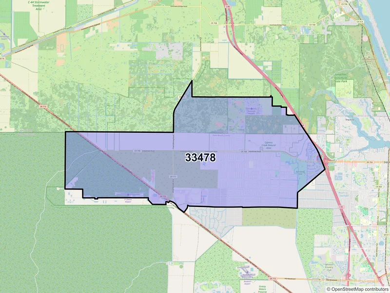 Map of ZIP Code 33478 — Jupiter, FL