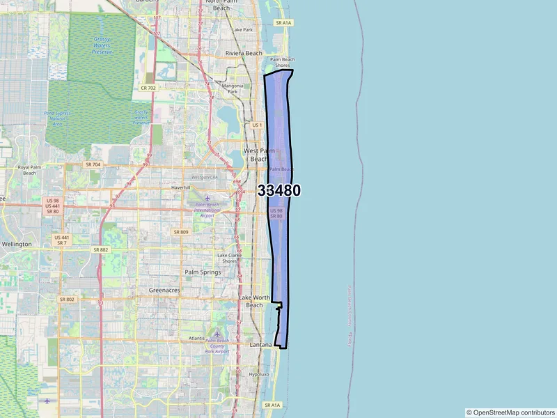 Map of ZIP Code 33480 — Palm Beach, FL