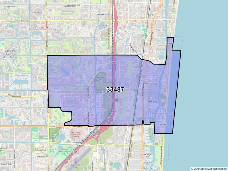 Map of ZIP Code 33487 — Boca Raton, FL
