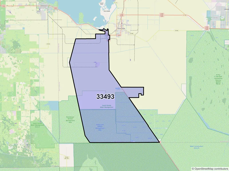 Map of ZIP Code 33493 — South Bay, FL
