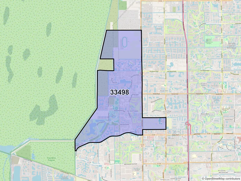Map of ZIP Code 33498 — Boca Raton, FL