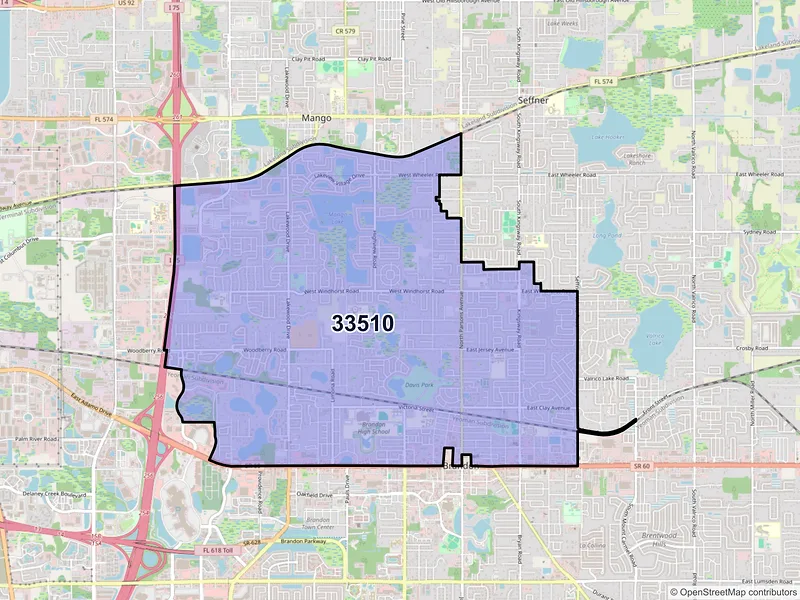 Map of ZIP Code 33510 — Brandon, FL