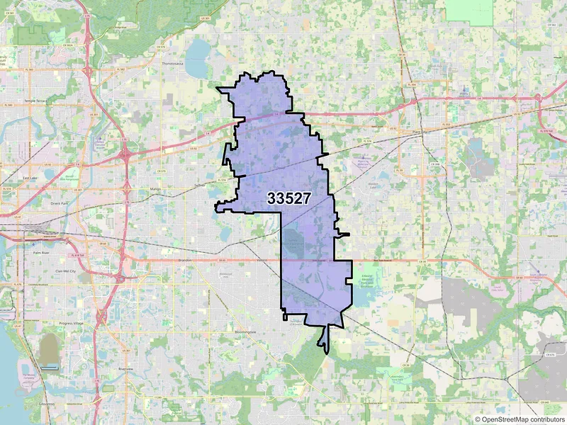 Map of ZIP Code 33527 — Dover, FL