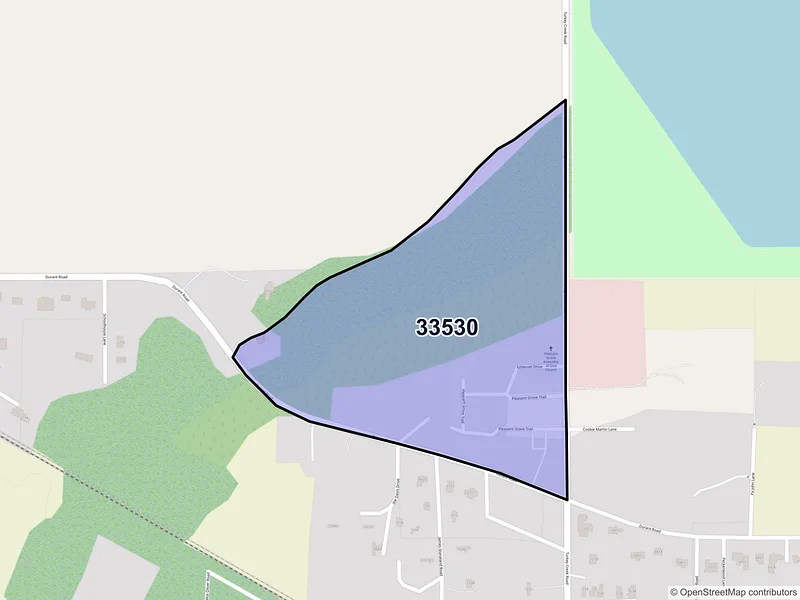 Map of Durant, Florida and ZIP codes