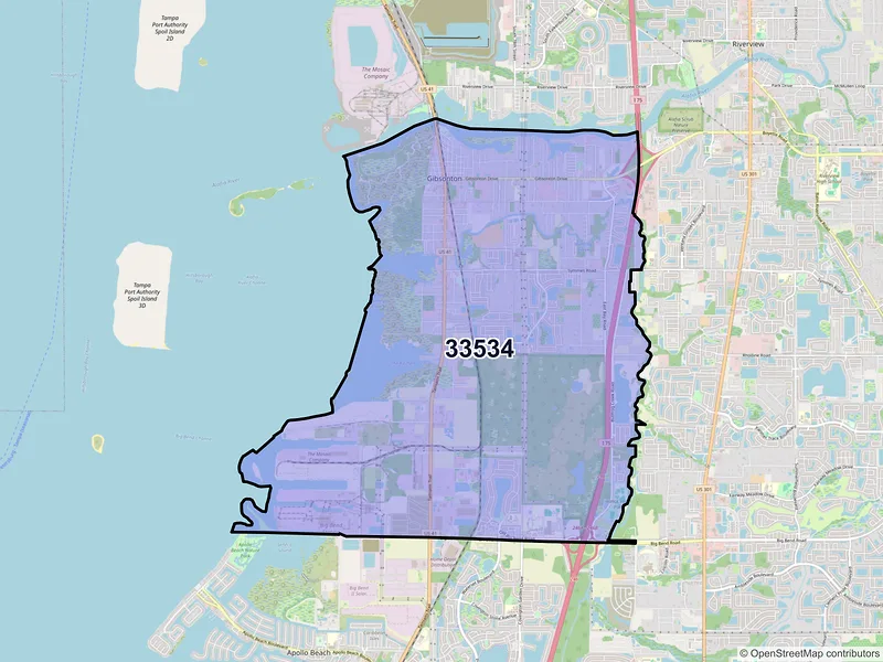 Map of ZIP Code 33534 — Gibsonton, FL