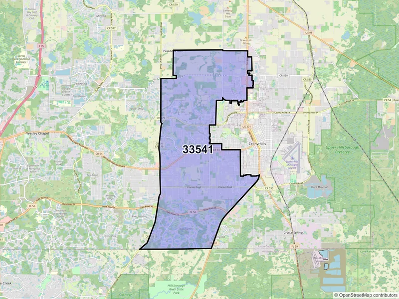 Map of ZIP Code 33541 — Zephyrhills, FL