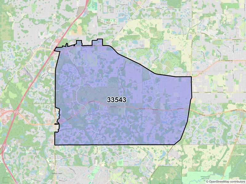 Map of ZIP Code 33543 — Wesley Chapel, FL