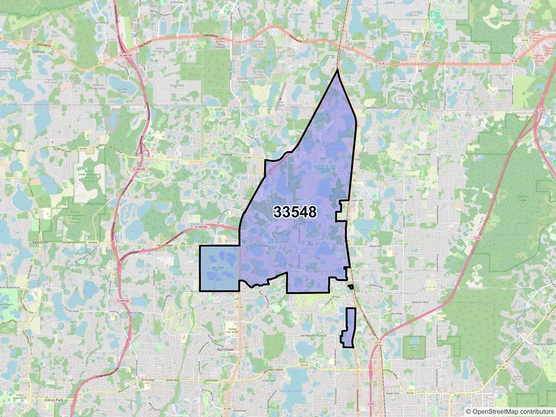 Map of ZIP Code 33548 — Lutz, FL