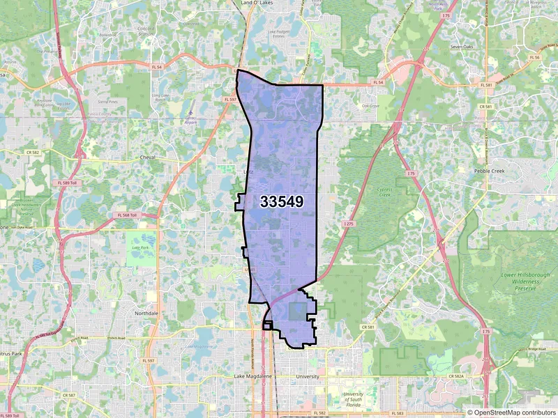 Map of ZIP Code 33549 — Lutz, FL
