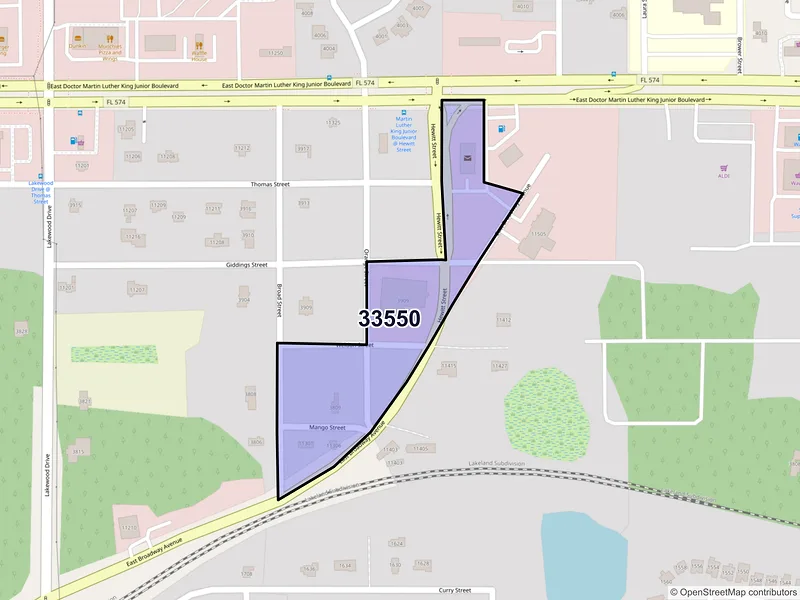 Map of Mango, Florida and ZIP codes