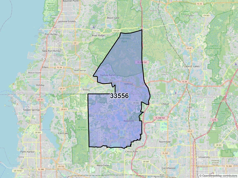 Map of ZIP Code 33556 — Odessa, FL