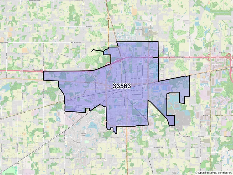 Map of ZIP Code 33563 — Plant City, FL
