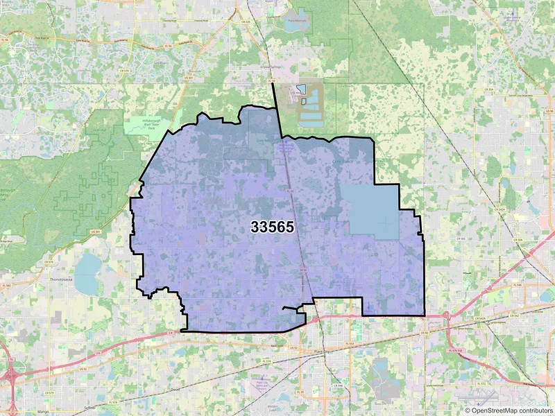 Map of ZIP Code 33565 — Plant City, FL