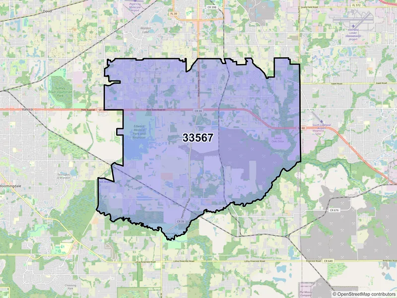 Map of ZIP Code 33567 — Plant City, FL