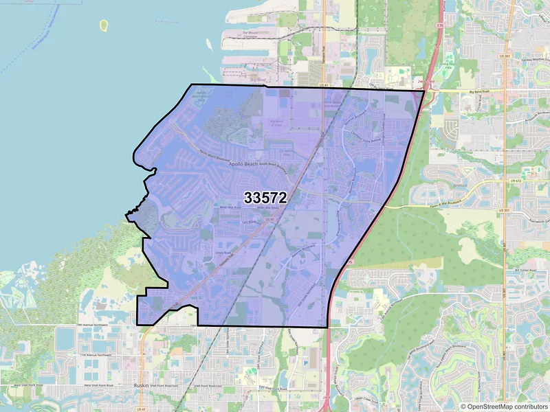 Map of ZIP Code 33572 — Apollo Beach, FL
