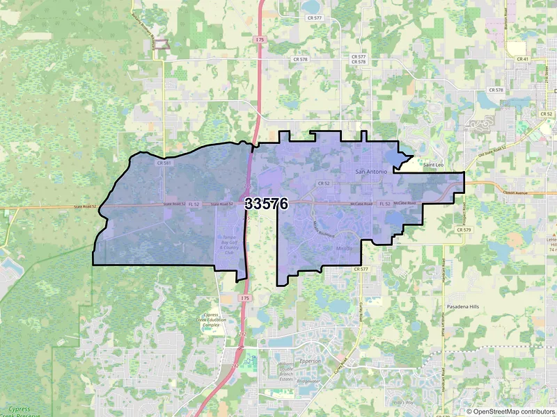 Map of ZIP Code 33576 — San Antonio, FL