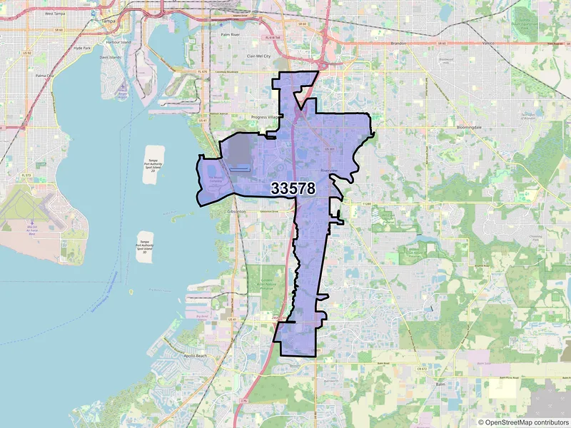 Map of ZIP Code 33578 — Riverview, FL