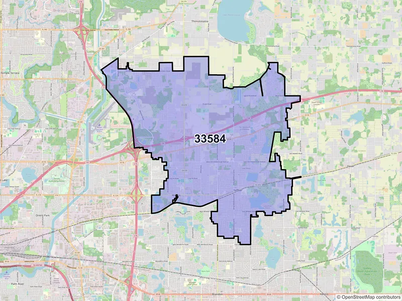 Map of ZIP Code 33584 — Seffner, FL