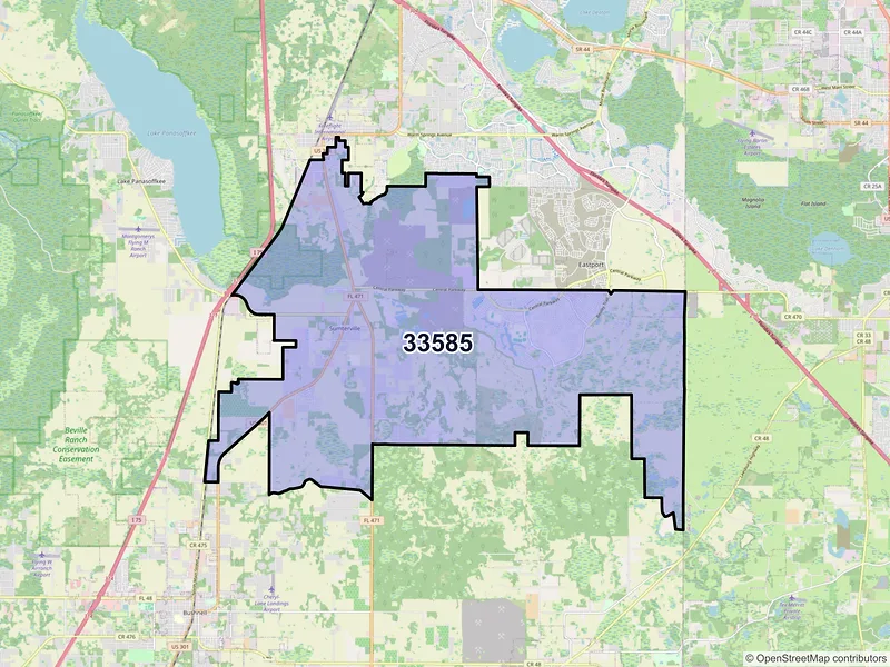 Map of ZIP Code 33585 — Sumterville, FL