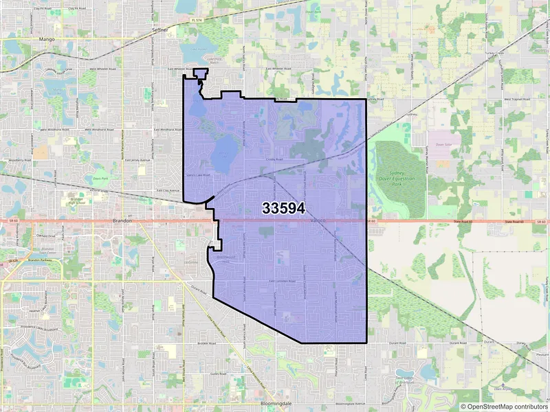Map of ZIP Code 33594 — Valrico, FL