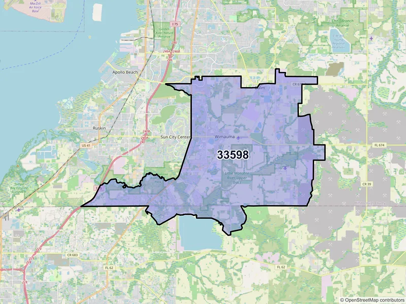 Map of ZIP Code 33598 — Wimauma, FL
