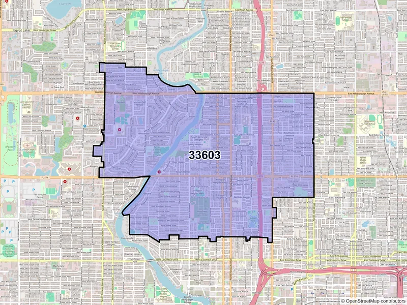Map of ZIP Code 33603 — Tampa, FL