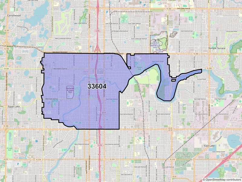 Map of ZIP Code 33604 — Tampa, FL