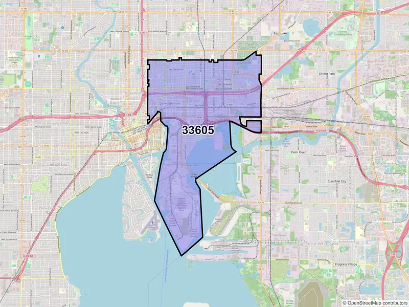 Map of ZIP Code 33605 — Tampa, FL