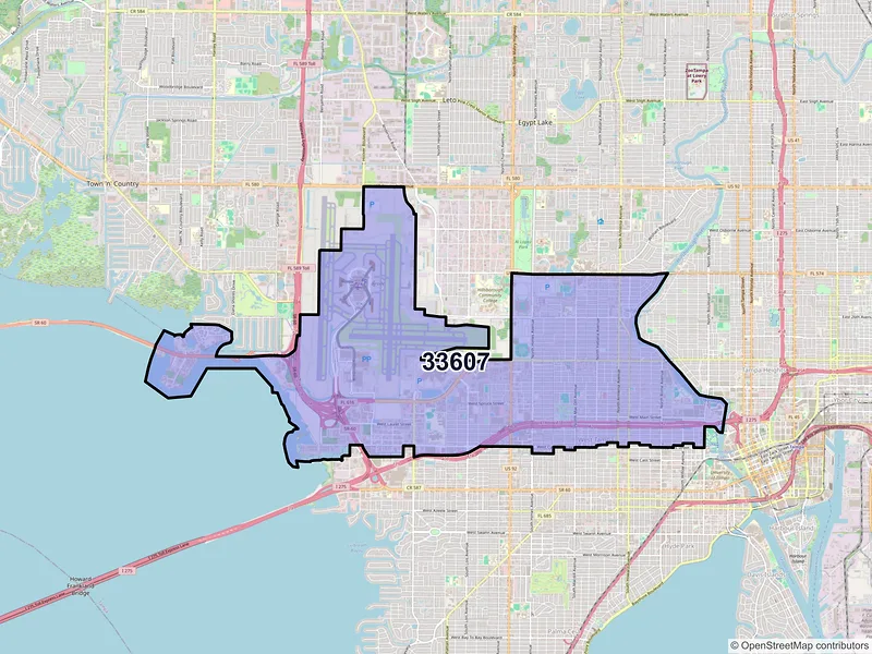 Map of ZIP Code 33607 — Tampa, FL
